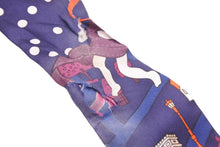 Load image into Gallery viewer, HERMES エルメス スカーフ ツイリー ドット 総柄 シルク 絹 ヴィオレ ブルーマリン ホワイト レディース 良品 中古 49384