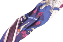 Load image into Gallery viewer, HERMES エルメス スカーフ ツイリー ドット 総柄 シルク 絹 ヴィオレ ブルーマリン ホワイト レディース 良品 中古 49384