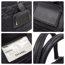 画像をギャラリービューアに読み込む, CHANEL シャネル パリスニューヨーク キルティング ボストンバッグ 10番台 ナイロン レザー ブラック シルバー金具 美品 中古 49417
