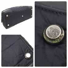 画像をギャラリービューアに読み込む, CHANEL シャネル パリスニューヨーク キルティング ボストンバッグ 10番台 ナイロン レザー ブラック シルバー金具 美品 中古 49417