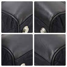 画像をギャラリービューアに読み込む, CHANEL シャネル パリスニューヨーク キルティング ボストンバッグ 10番台 ナイロン レザー ブラック シルバー金具 美品 中古 49417