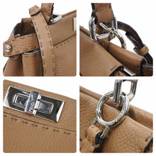 画像をギャラリービューアに読み込む, FENDI フェンディ ハンドバッグ セレリア ピーカブー ブラウン ストラップ付き 8BN290 美品 中古 34943