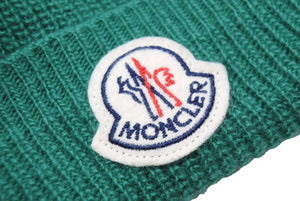 MONCLER モンクレール ニットキャップ グリーン ロゴ 帽子 ウール 緑 B20910023099 999C1 美品 中古 49436