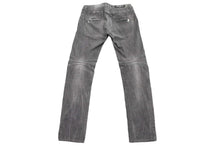 画像をギャラリービューアに読み込む, BALMAIN バルマン デニムパンツ T500 B406D 蛇腹 バイカーデニム コットン グレー シルバー金具 サイズ32 メンズ 美品 中古 49483
