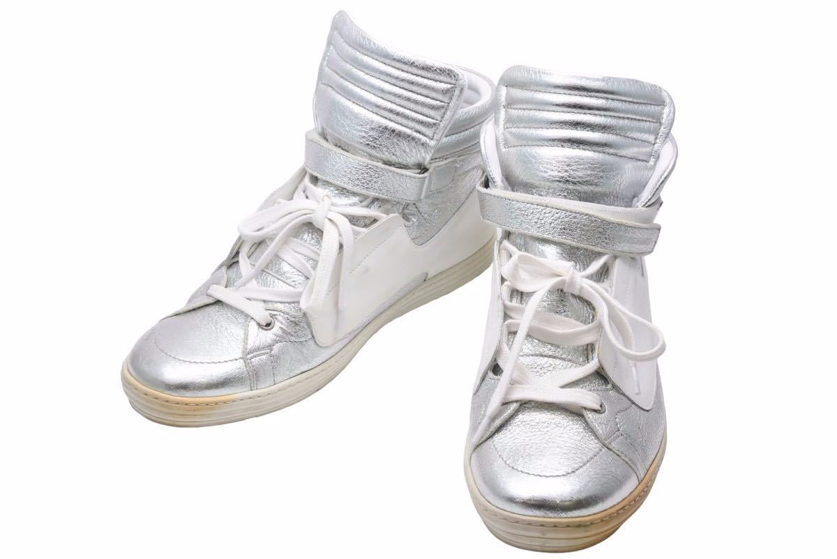 PIERRE HARDY ピエールアルディ ホワイト×シルバーレザー ベルクロ付き