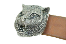 画像をギャラリービューアに読み込む, GUCCI グッチ ベルト タイガーヘッド バックル 407052 CVEBN ブラウン シルバー金具 レザー サイズ90・36 美品 中古 49552