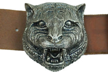 画像をギャラリービューアに読み込む, GUCCI グッチ ベルト タイガーヘッド バックル 407052 CVEBN ブラウン シルバー金具 レザー サイズ90・36 美品 中古 49552