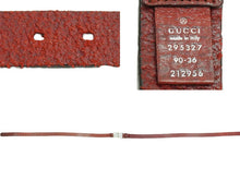 画像をギャラリービューアに読み込む, GUCCI グッチ レザーベルト ソーホーロゴ 295327 イタリア製 レザー レッド シルバー 金具 サイズ90・36 良品 中古 49555