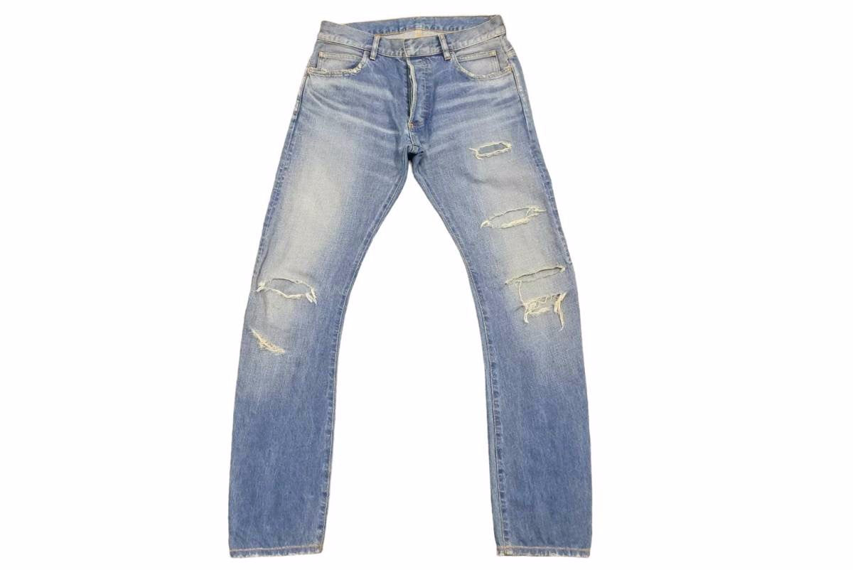 BALMAIN バルマン デニムパンツ スキニーパンツ ダメージ加工 W4HT598C483V コットン ブルー サイズ32 美品 中古 49565  – Casanova Vintage