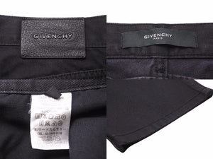 Givenchy ジバンシー デニムパンツ クロス 模様 ペイント チュニジア製 コットン レザー ブラック サイズ31 美品 中古 49585