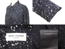 Load image into Gallery viewer, 極美品 SAINT LAURENT サンローラン 長袖シャツ 395263 スプラッターシャツ ブラック レーヨン サイズ40 中古 49594