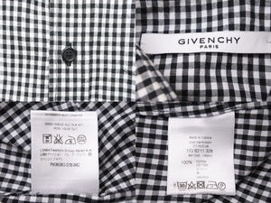 GIVENCHY ジバンシー ポケットジップ チェック柄 長袖シャツ 17J 6211 328 コットン ブラック ホワイト サイズ40 美品 中古 49598