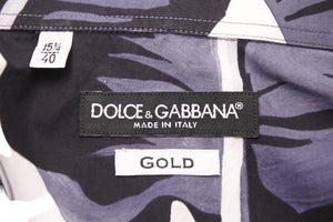 DOLCE&GABBANA ドルチェアンドガッバーナ ハイビスカス 長袖シャツ ブラック グレー ホワイト G5EB4T サイズ40 中古 49600