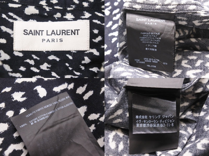 SaintLaurent サンローラン 長袖シャツ 星柄 UP53 2013 00735 イタリア製 コットン ネイビー ホワイト サイズ40 美品  中古 49602 – Casanova Vintage