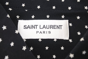 極美品 SAINT LAURENT サンローラン 長袖シャツ 376916 メンズ 星柄 シルク100％ ブラック サイズ40 中古 49617