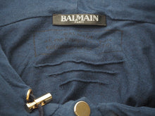 画像をギャラリービューアに読み込む, BALMAIN バルマン 長袖Ｔシャツ フード付き W6HJ624D549 ネイビー コットン カシミヤ サイズL 美品 中古 49639