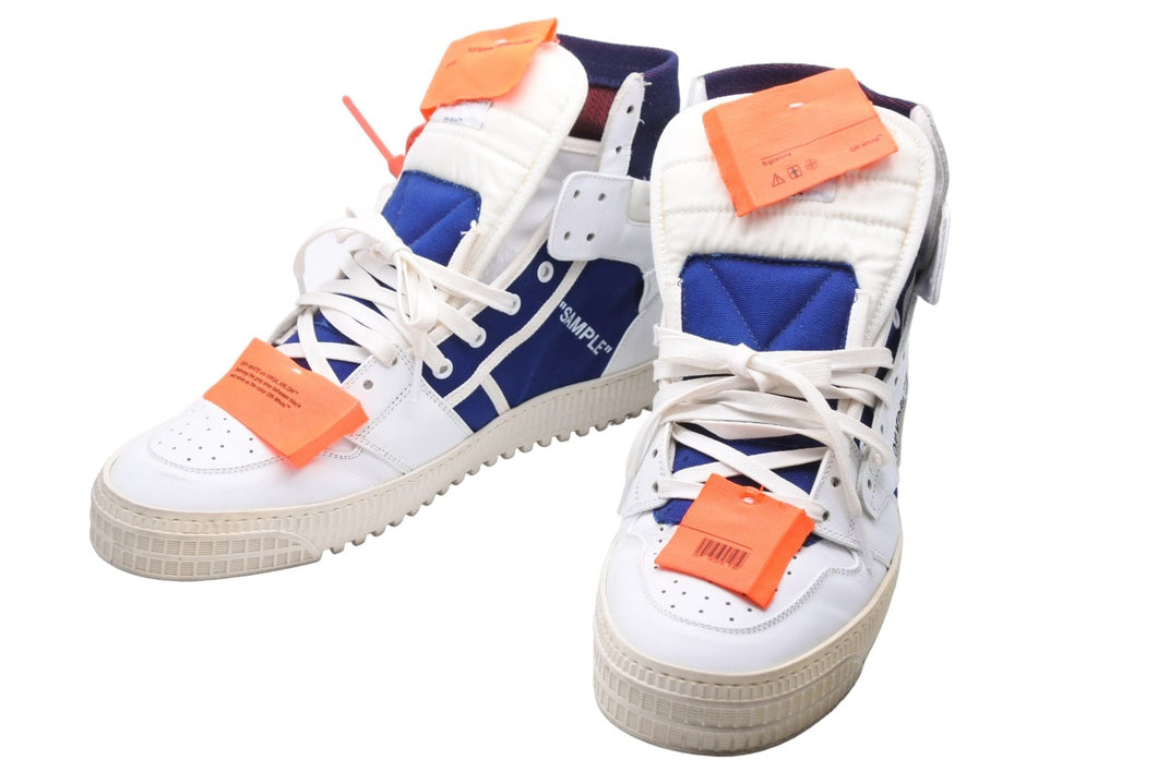 OFF-WHITE オフホワイト ハイカットスニーカー コットン 牛革 ホワイト