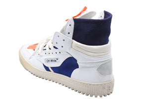 OFF-WHITE オフホワイト ハイカットスニーカー コットン 牛革 ホワイト ネイビー 45 メンズ 美品 中古 49657