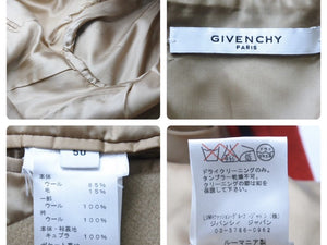 Givenchy ジバンシー ロングコート コットン ウール キュプラ ベージュ レッド サイズ50 メンズ 美品 中古 49661