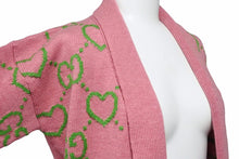 画像をギャラリービューアに読み込む, 極美品 GUCCI グッチ ガールズ カーディガン GG柄 2022-23AW イタリア製 ウール ポリウレタン ピンク グリーン サイズS 中古 49674