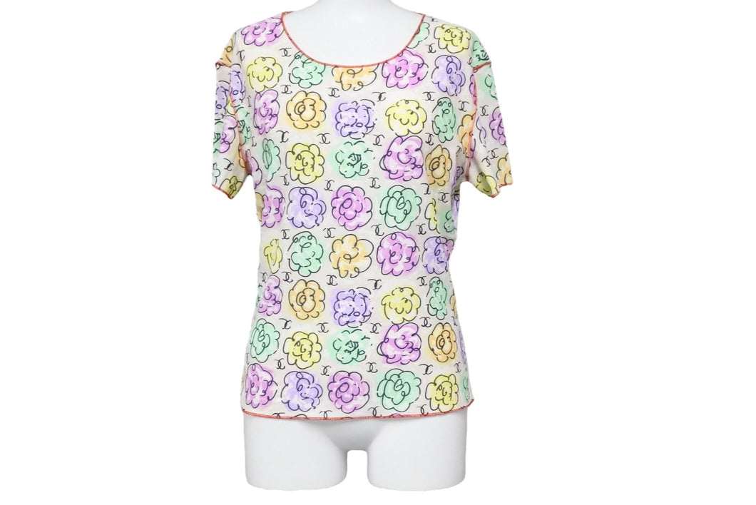 極美品 CHANEL シャネル 半袖Ｔシャツ 花柄 ココマーク P11246V06748 ...