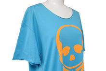 画像をギャラリービューアに読み込む, Lucien Pellat-Finet ルシアンペラフィネ 半袖Ｔシャツ ドクロ柄 コットン ブルー サイズL 美品 中古 49776