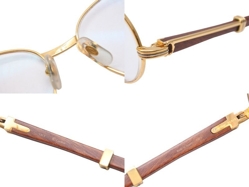 Cartier カルティエ メガネ 眼鏡 ウッド テンプル サングラス ヴィンテージ アイウェア 52□18 130b 美品  49900