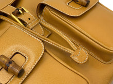 画像をギャラリービューアに読み込む, GUCCI グッチ ヴィンテージ リュック・デイパック バンブーリュック ブラウン レザー 003 2058 0016 美品 中古 49933