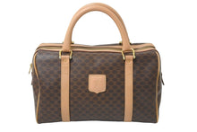 Load image into Gallery viewer, CELINE セリーヌ ボストンバッグ ヴィンテージ マカダム柄 ブラウン ゴールド金具 美品 中古 49970