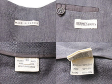 画像をギャラリービューアに読み込む, HERMES エルメス ジャケット ノーカラー マルジェラ期 グレー サイズ40 リネン ポリアミド 美品 中古 50048