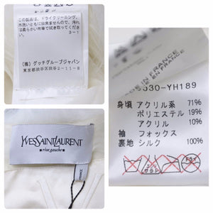 極美品 YVES SAINT LAURENT イヴ・サンローラン ドレス 袖フォックス ホワイト 120530-YH189 サイズ34 中古 50057