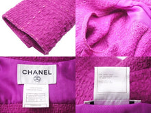 画像をギャラリービューアに読み込む, 極美品 CHANEL シャネル ウールコート ベルト付き P31895V21582 ウール ナイロン シルク パープル サイズ36 中古 50064