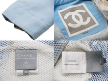 画像をギャラリービューアに読み込む, CHANEL シャネル セットアップ ライダースジャケット パンツ P1942502S コットン ブルー レッド シルバー サイズ36 美品 中古 50066