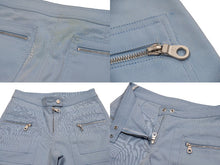 画像をギャラリービューアに読み込む, CHANEL シャネル セットアップ ライダースジャケット パンツ P1942502S コットン ブルー レッド シルバー サイズ36 美品 中古 50066