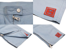 画像をギャラリービューアに読み込む, CHANEL シャネル セットアップ ライダースジャケット パンツ P1942502S コットン ブルー レッド シルバー サイズ36 美品 中古 50066