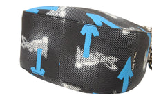 画像をギャラリービューアに読み込む, PRADA プラダ ハンドバッグ ブルー ブラック ウサギ柄 矢印 レザー グラフィック シルバー金具 美品 中古 50115