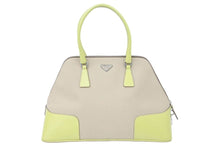 Load image into Gallery viewer, PRADA プラダ ハンドバッグ トートバッグ トライアングルロゴ BN0081 キャンバス レザー グリーン ブラウン 美品 中古 50124
