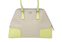 Load image into Gallery viewer, PRADA プラダ ハンドバッグ トートバッグ トライアングルロゴ BN0081 キャンバス レザー グリーン ブラウン 美品 中古 50124