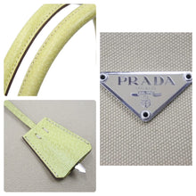 Load image into Gallery viewer, PRADA プラダ ハンドバッグ トートバッグ トライアングルロゴ BN0081 キャンバス レザー グリーン ブラウン 美品 中古 50124