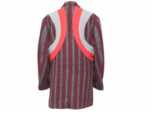 画像をギャラリービューアに読み込む, COMME DES GARCONS コムデギャルソン アーカイブ カーブストライプ ウールジャケット レッド グレー サイズS 美品 中古 50149