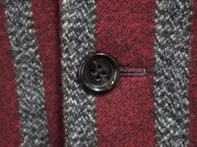 画像をギャラリービューアに読み込む, COMME DES GARCONS コムデギャルソン アーカイブ カーブストライプ ウールジャケット レッド グレー サイズS 美品 中古 50149