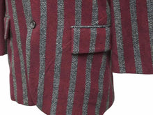 画像をギャラリービューアに読み込む, COMME DES GARCONS コムデギャルソン アーカイブ カーブストライプ ウールジャケット レッド グレー サイズS 美品 中古 50149