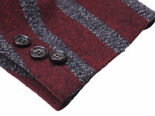 画像をギャラリービューアに読み込む, COMME DES GARCONS コムデギャルソン アーカイブ カーブストライプ ウールジャケット レッド グレー サイズS 美品 中古 50149