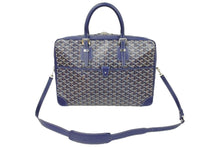 画像をギャラリービューアに読み込む, 新型 極美品 Goyard ゴヤール アンバサード ＭM ブリーフケース ビジネスバッグ レザー キャンバス ネイビー 中古 50346