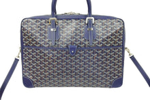 画像をギャラリービューアに読み込む, 新型 極美品 Goyard ゴヤール アンバサード ＭM ブリーフケース ビジネスバッグ レザー キャンバス ネイビー 中古 50346