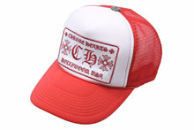 画像をギャラリービューアに読み込む, CHROMEHEARTS クロムハーツ スナップバックキャップ 帽子 004-056262 メッシュ レッド ホワイト シルバー onesize 良品 中古 50381
