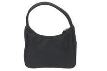 画像をギャラリービューアに読み込む, PRADA プラダ ホーボー ハンドバッグ ミニバッグ 三角ロゴ金具 プレート ナイロン ブラック 美品 中古 50397