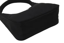 画像をギャラリービューアに読み込む, PRADA プラダ ホーボー ハンドバッグ ミニバッグ 三角ロゴ金具 プレート ナイロン ブラック 美品 中古 50397