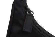 画像をギャラリービューアに読み込む, PRADA プラダ ホーボー ハンドバッグ ミニバッグ 三角ロゴ金具 プレート ナイロン ブラック 美品 中古 50397