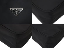 画像をギャラリービューアに読み込む, PRADA プラダ ホーボー ハンドバッグ ミニバッグ 三角ロゴ金具 プレート ナイロン ブラック 美品 中古 50397